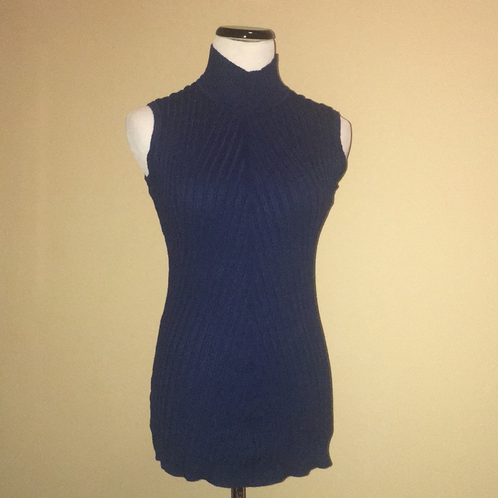 Lane Bryant Navy Sleeveless Turtleneck Sweater